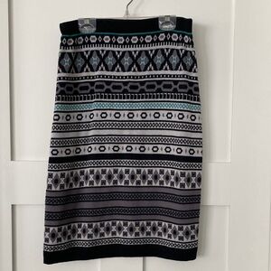 Merona Geometric Black and Gray Pencil Skirt